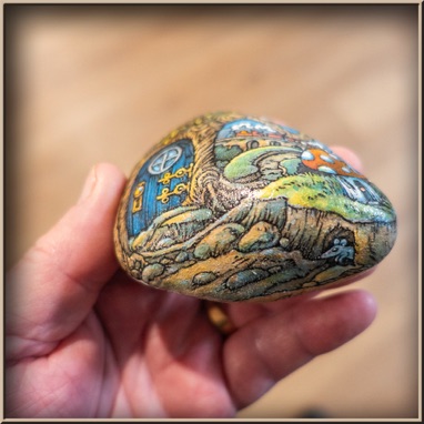 Door _ Train _ Mushroom _ Mouse - Painted Rock 2